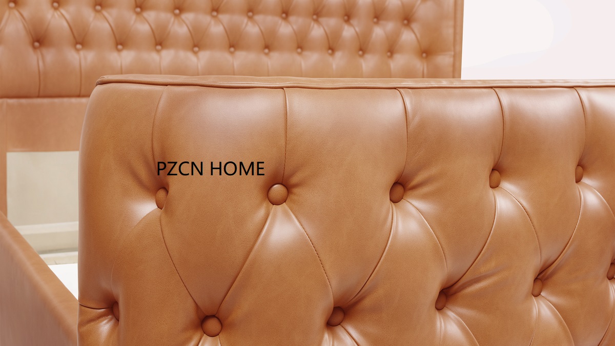 Pu Leather sleigh bed with slats