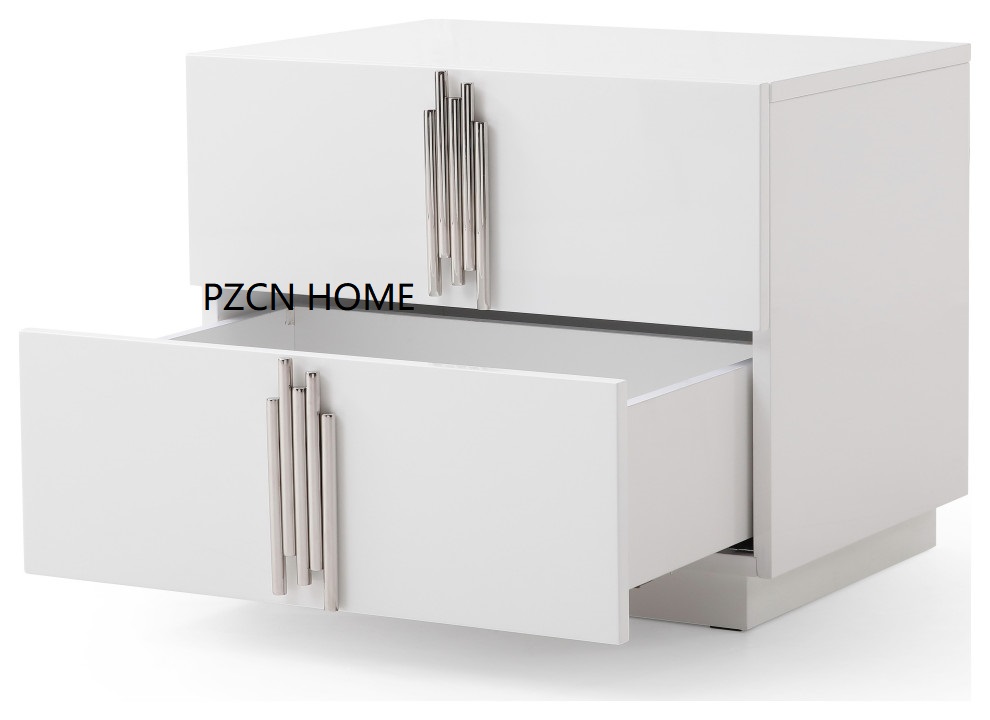 stainless steel decoration velvet fabric bed with bedside table