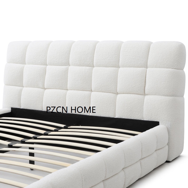 Lambswool pull-point high headboard simple bed