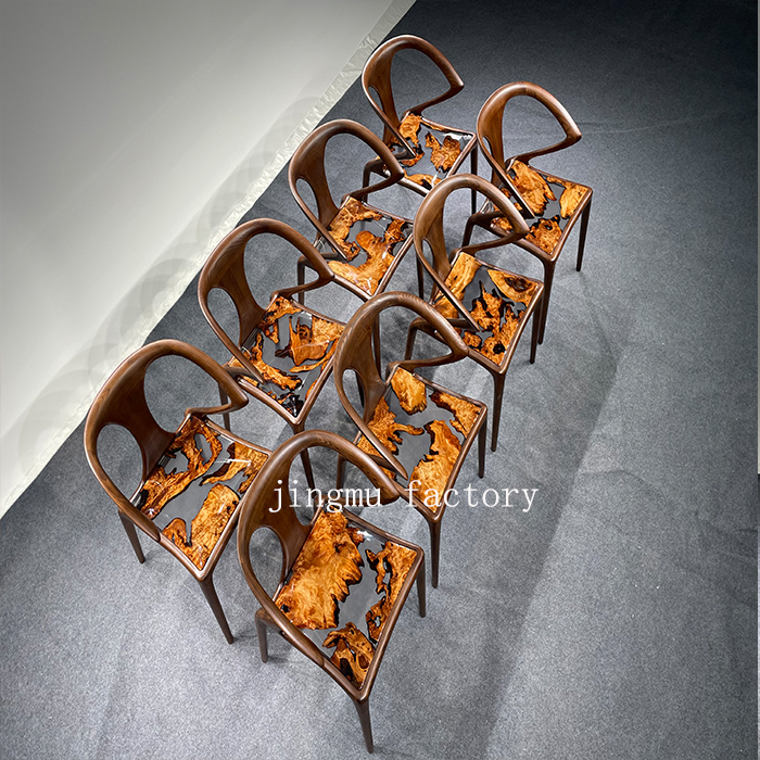Italian Modern Minimalist Dining Chairs Platinum Epoxy Resin  Transparent Contemporary Furniture for Living Room