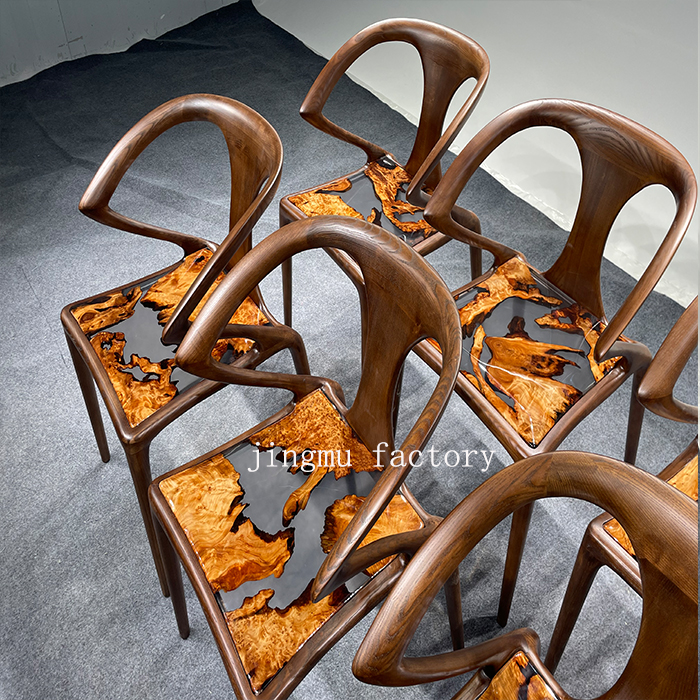 Italian Modern Minimalist Dining Chairs Platinum Epoxy Resin  Transparent Contemporary Furniture for Living Room