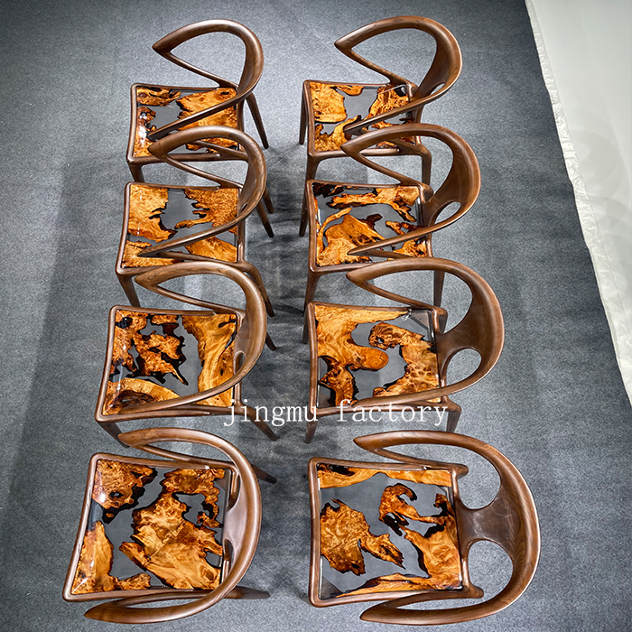 Italian Modern Minimalist Dining Chairs Platinum Epoxy Resin  Transparent Contemporary Furniture for Living Room