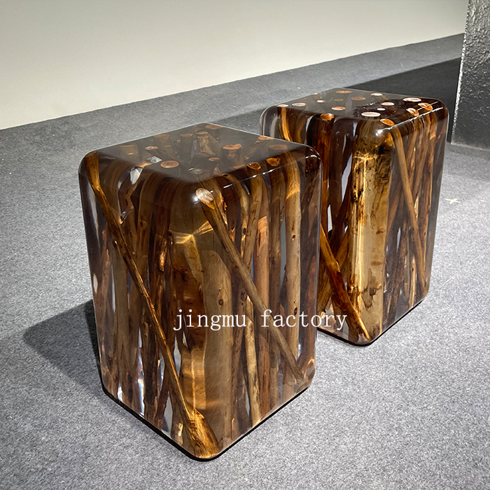 Luxury Furniture Modern Design Solid Wood Epoxy Resin Bar Stool/Counter Stool/ Side Table