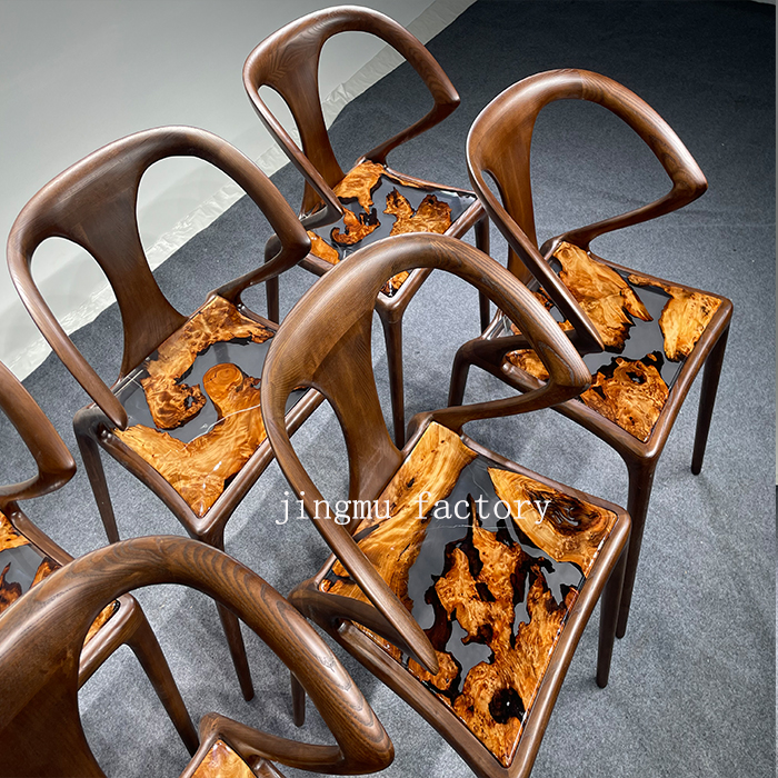 Italian Modern Minimalist Dining Chairs Platinum Epoxy Resin  Transparent Contemporary Furniture for Living Room