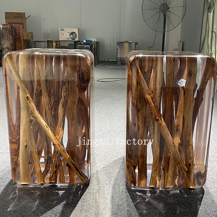 Luxury Furniture Modern Design Solid Wood Epoxy Resin Bar Stool/Counter Stool/ Side Table