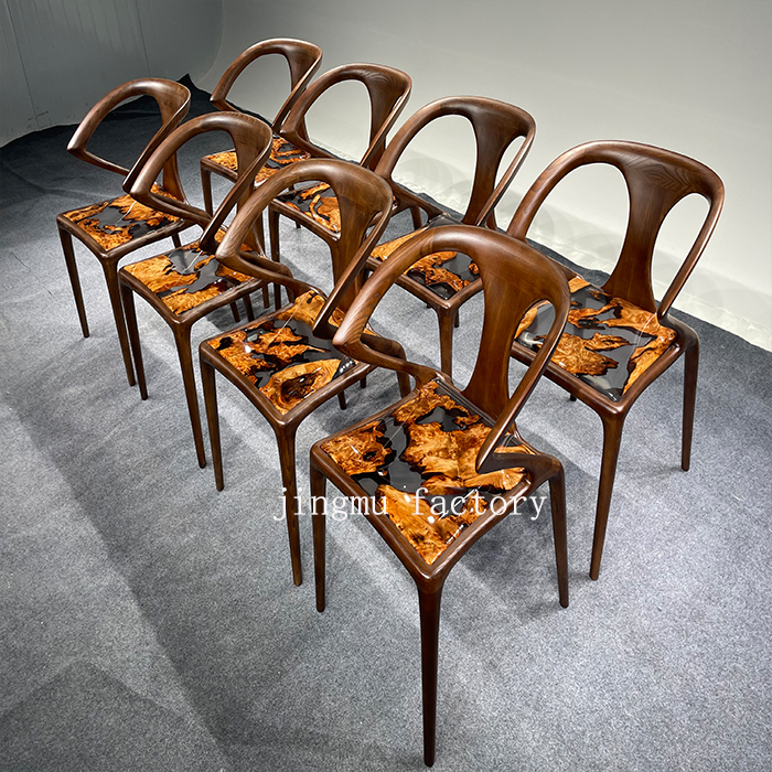 Italian Modern Minimalist Dining Chairs Platinum Epoxy Resin  Transparent Contemporary Furniture for Living Room