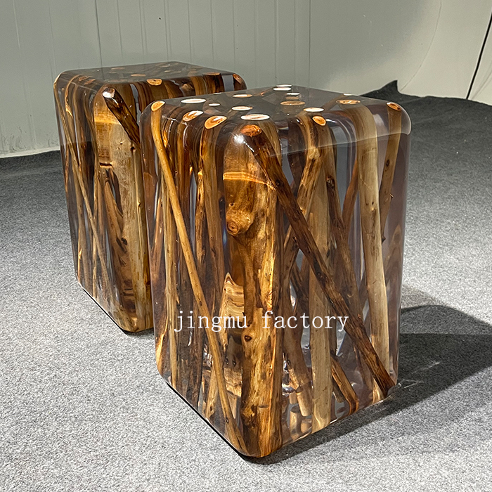 Luxury Furniture Modern Design Solid Wood Epoxy Resin Bar Stool/Counter Stool/ Side Table