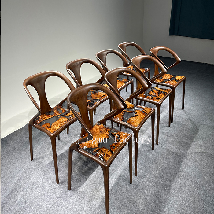 Italian Modern Minimalist Dining Chairs Platinum Epoxy Resin  Transparent Contemporary Furniture for Living Room