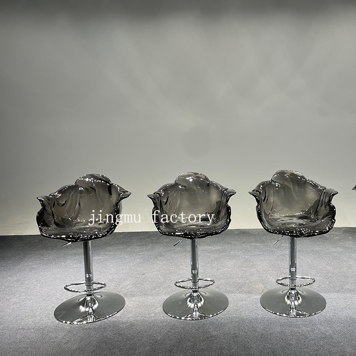 Luxury Acrylic Epoxy Resin Hotel Large Size Flower Seating Bar Stool Ottoman Chair for Living Room