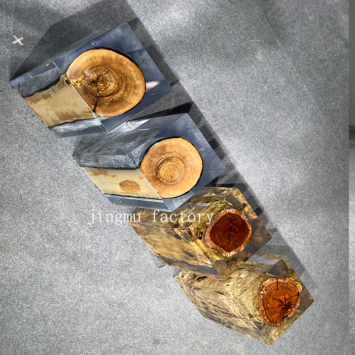 New Trend Resin Stool Home Furniture Hotel Luxury Resin Wood Top  Epoxy Resin Wood Stool