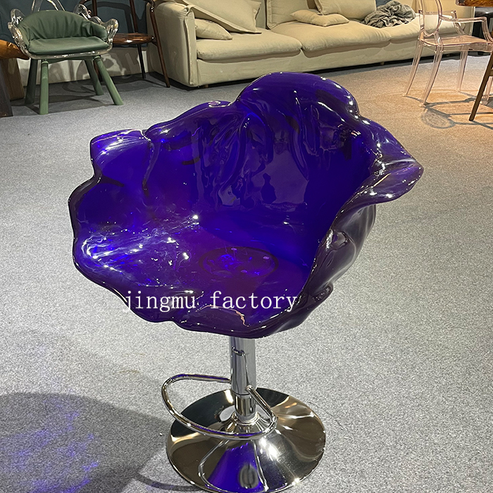 Luxury Acrylic Epoxy Resin Hotel Large Size Flower Seating Bar Stool Ottoman Chair for Living Room