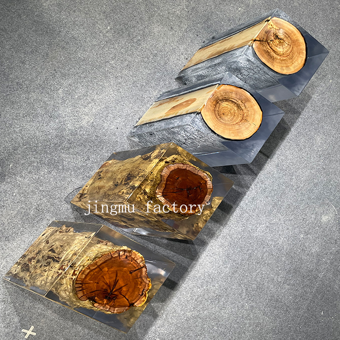 New Trend Resin Stool Home Furniture Hotel Luxury Resin Wood Top  Epoxy Resin Wood Stool