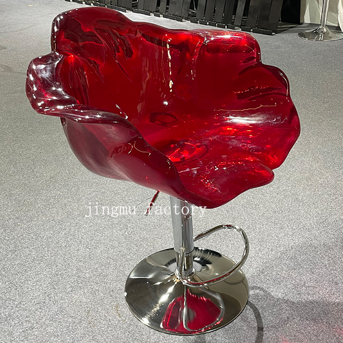 Luxury Acrylic Epoxy Resin Hotel Large Size Flower Seating Bar Stool Ottoman Chair for Living Room