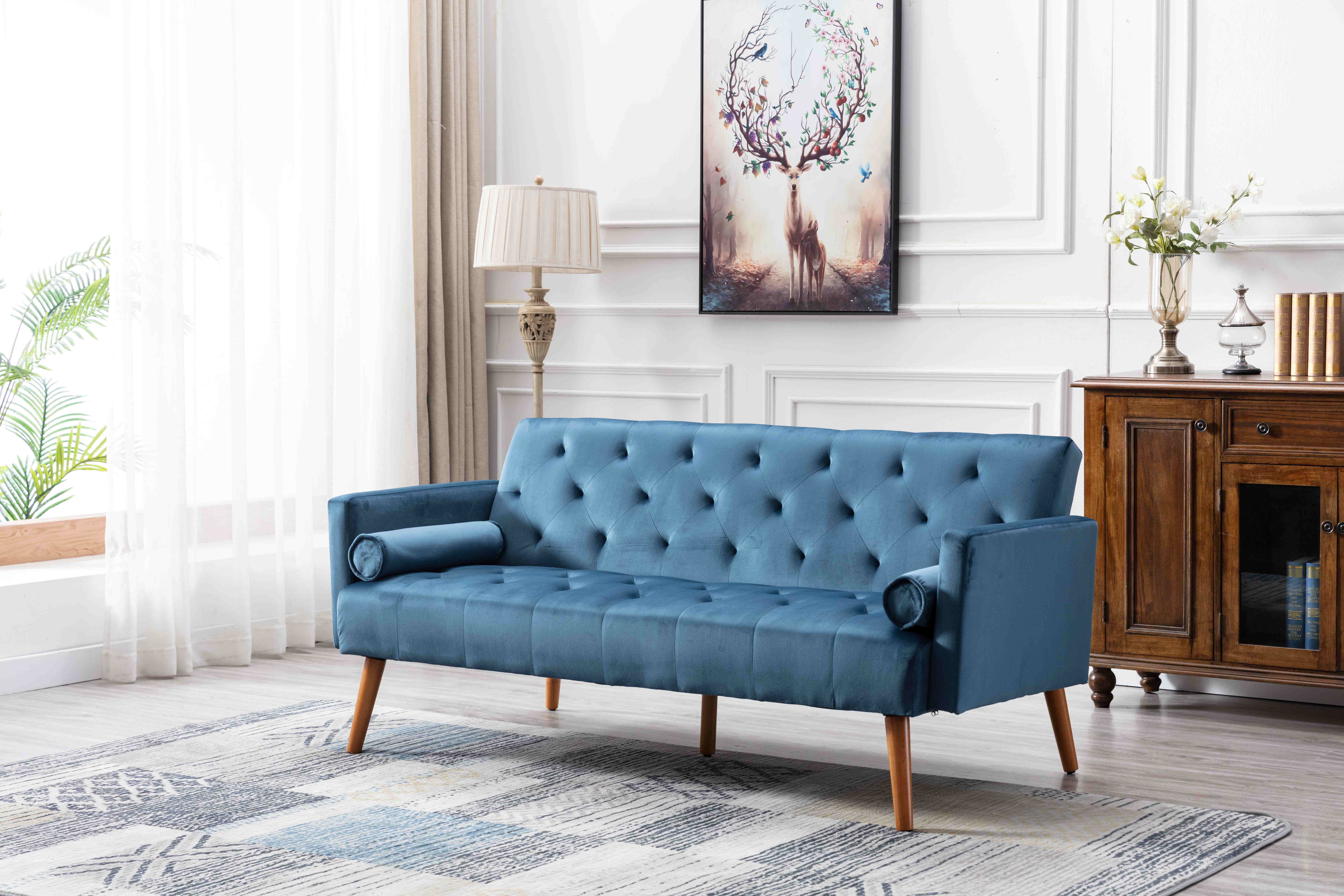 8468 LOVESEAT SOFA WITH PILLOW AND WOOD LEGS