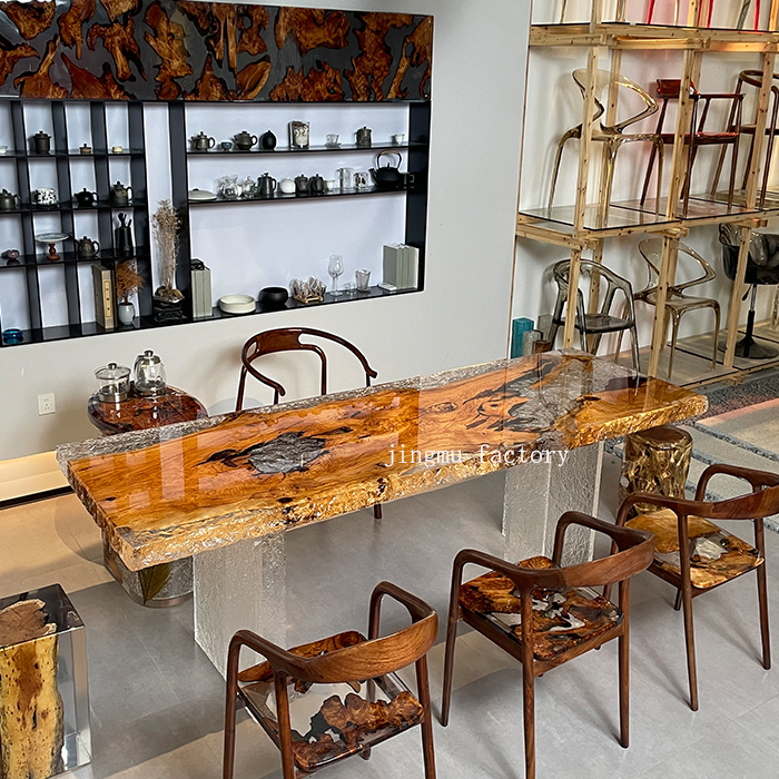 Modern History Furniture Olive Wood Resin Wooden Table Is Suitable for Restaurant Family and Hotel Resin Center Tables