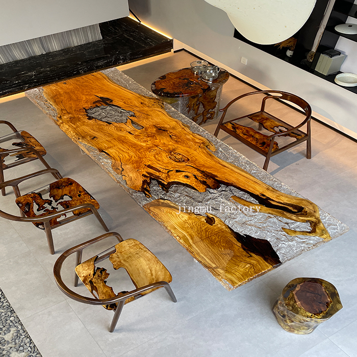 Modern History Furniture Olive Wood Resin Wooden Table Is Suitable for Restaurant Family and Hotel Resin Center Tables