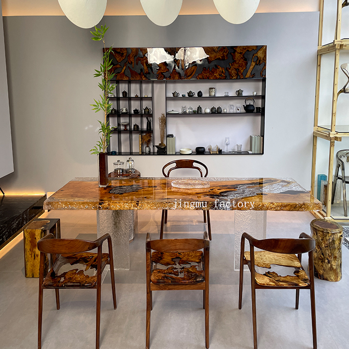 Modern History Furniture Olive Wood Resin Wooden Table Is Suitable for Restaurant Family and Hotel Resin Center Tables