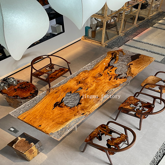 Modern History Furniture Olive Wood Resin Wooden Table Is Suitable for Restaurant Family and Hotel Resin Center Tables