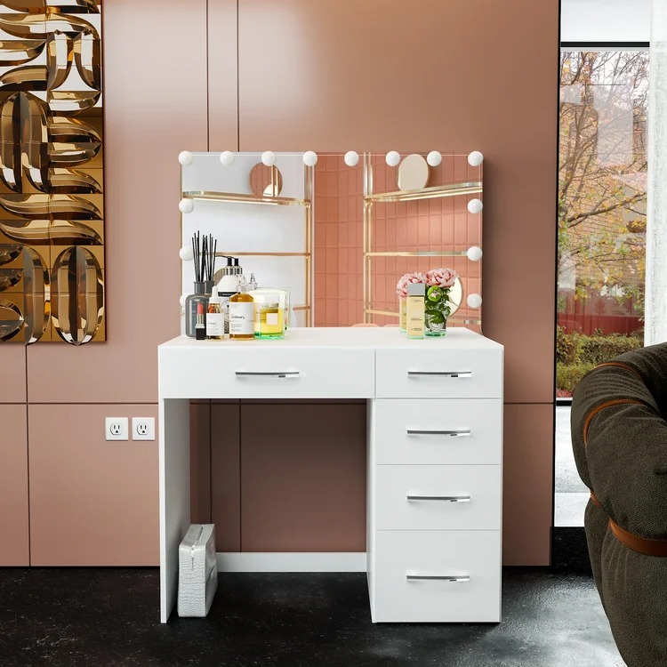 LED Dressing Table with Drawers