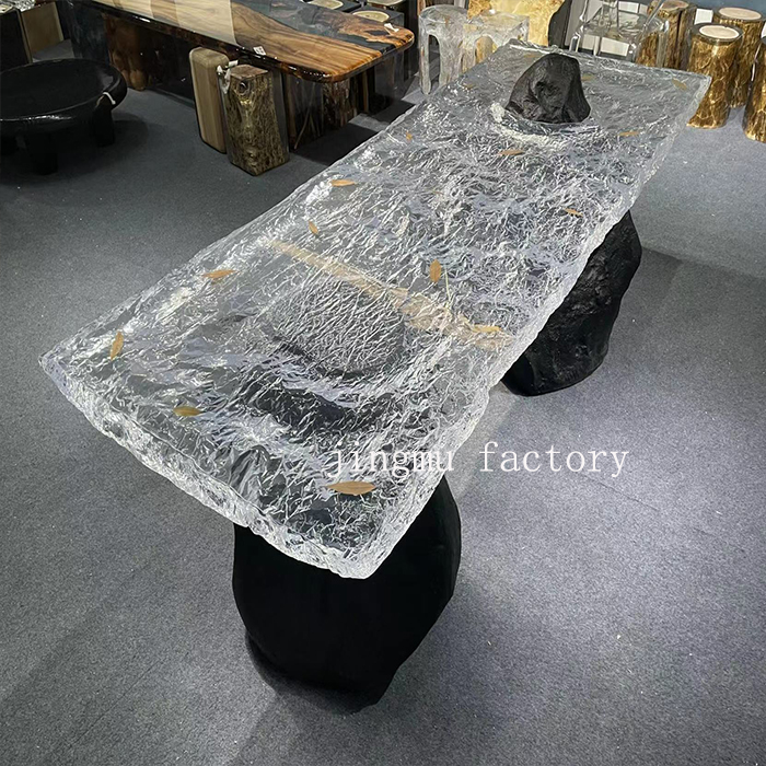 Crystal clear Epoxy Water Wave Luxury Table High Casa Resin Table