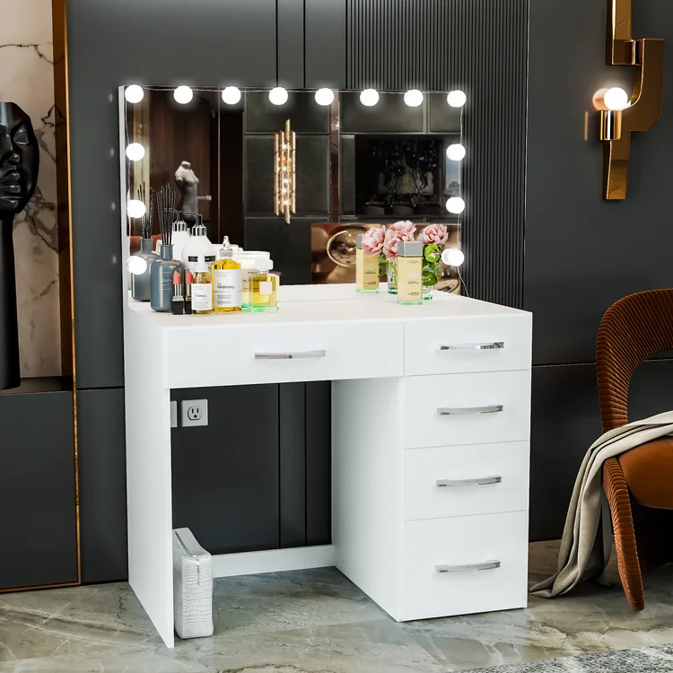 LED Dressing Table with Drawers