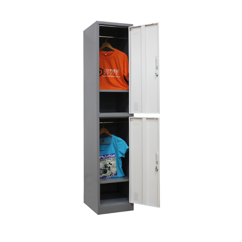 Single 2 Door 2 Tier Supermarket Locker Metal Steel Cabinet Storage Swimming Gym Wardrobe Locker With Key