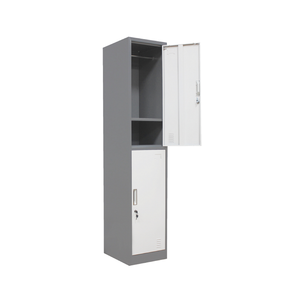 Single 2 Door 2 Tier Supermarket Locker Metal Steel Cabinet Storage Swimming Gym Wardrobe Locker With Key