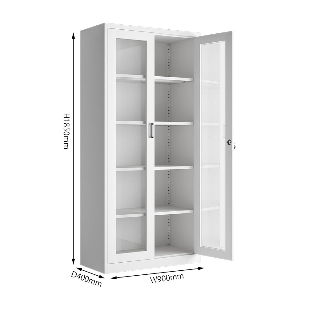 Modern Design Steel Storage File Cabinet with Tow Swing Glass Door Big Storage Solution for Office Home School Workshop Gym