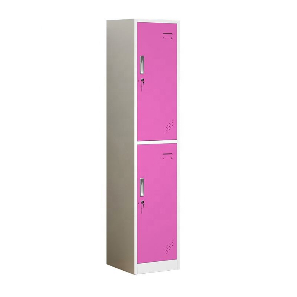 Single 2 Door 2 Tier Supermarket Locker Metal Steel Cabinet Storage Swimming Gym Wardrobe Locker With Key