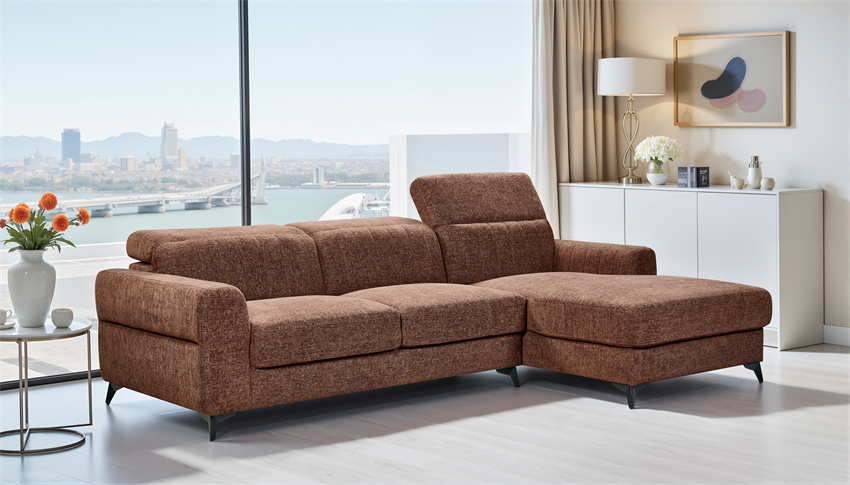 sofa with sliding seats, adjustable headrests, and customizable armrests