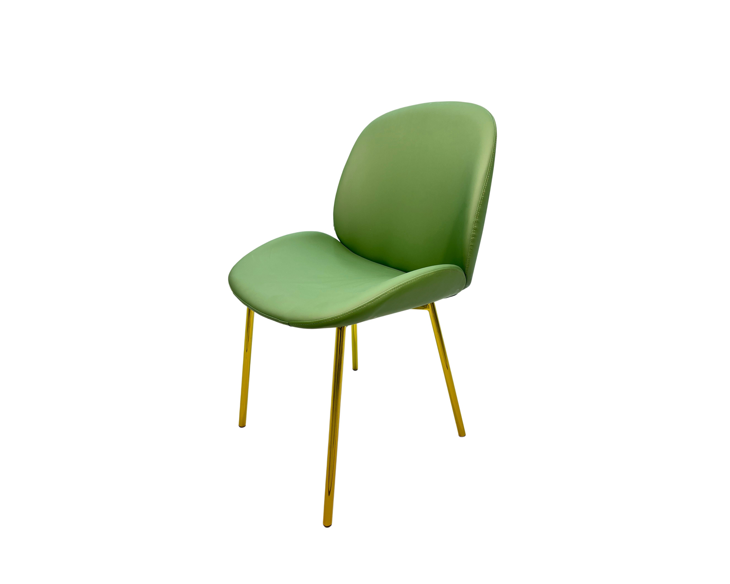 Green faux Leather Dining Chair With Metal Legs