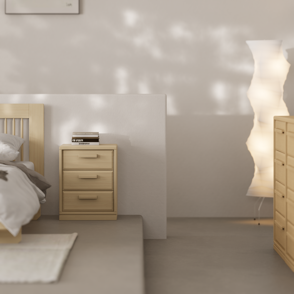 Boori Living Block 3 Drawer Bedside Table