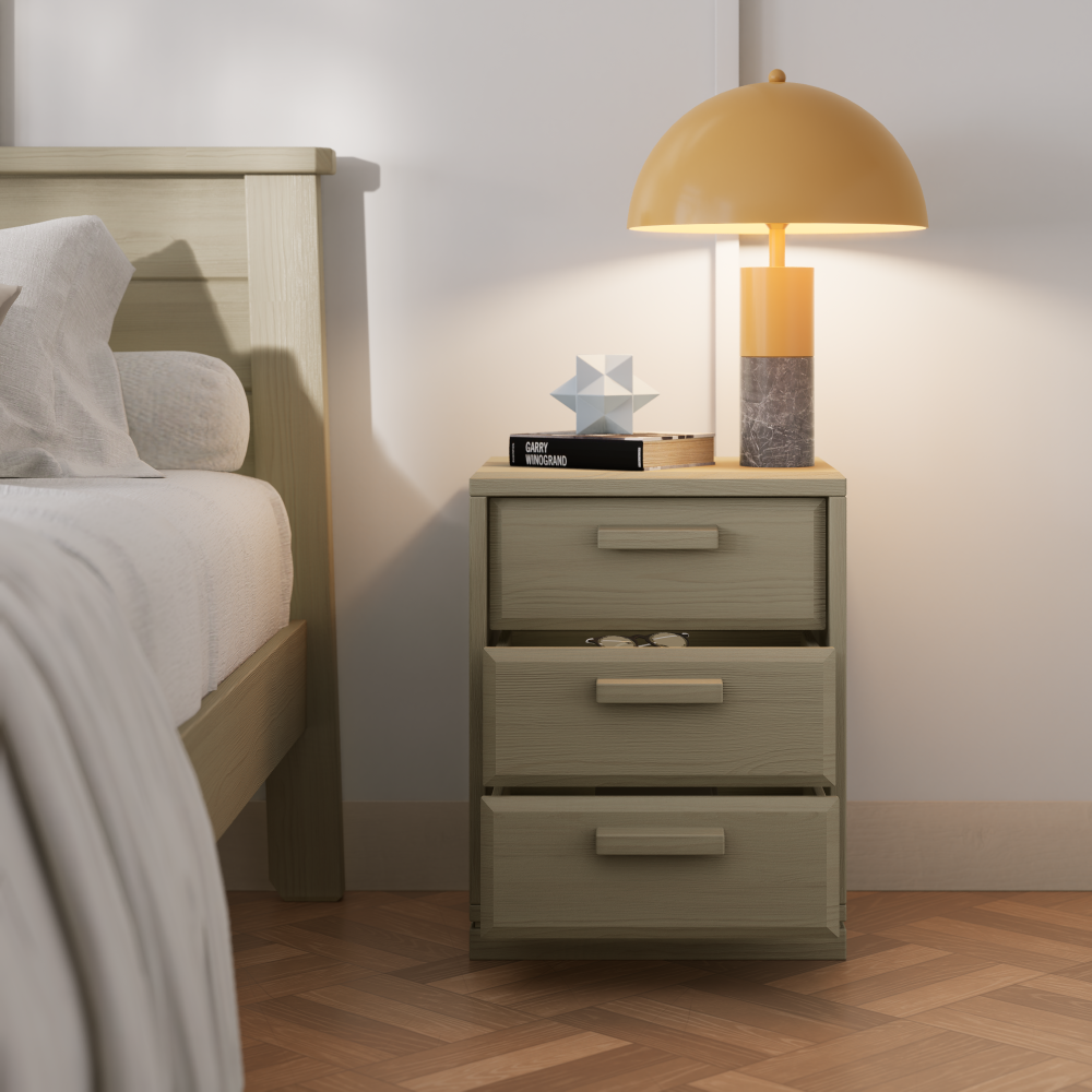 Boori Living Block 3 Drawer Bedside Table