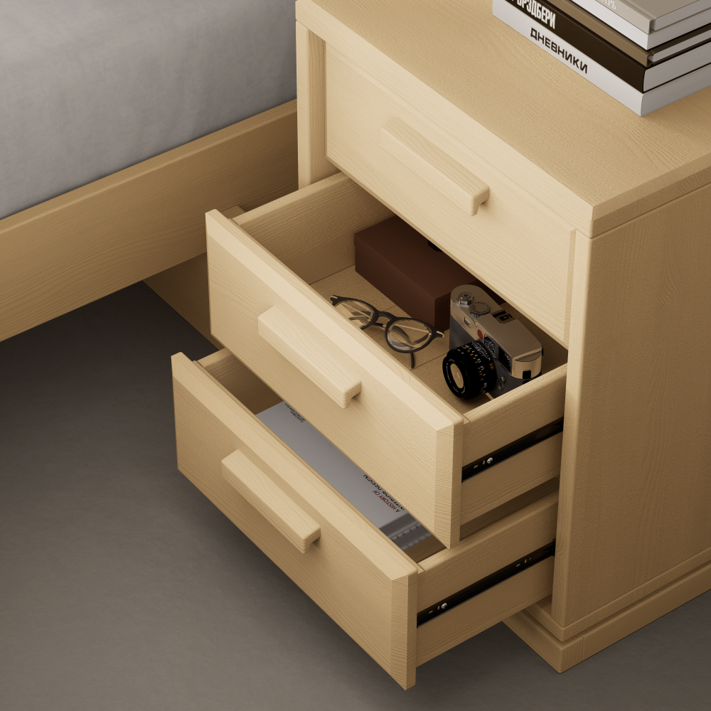 Boori Living Block 3 Drawer Bedside Table