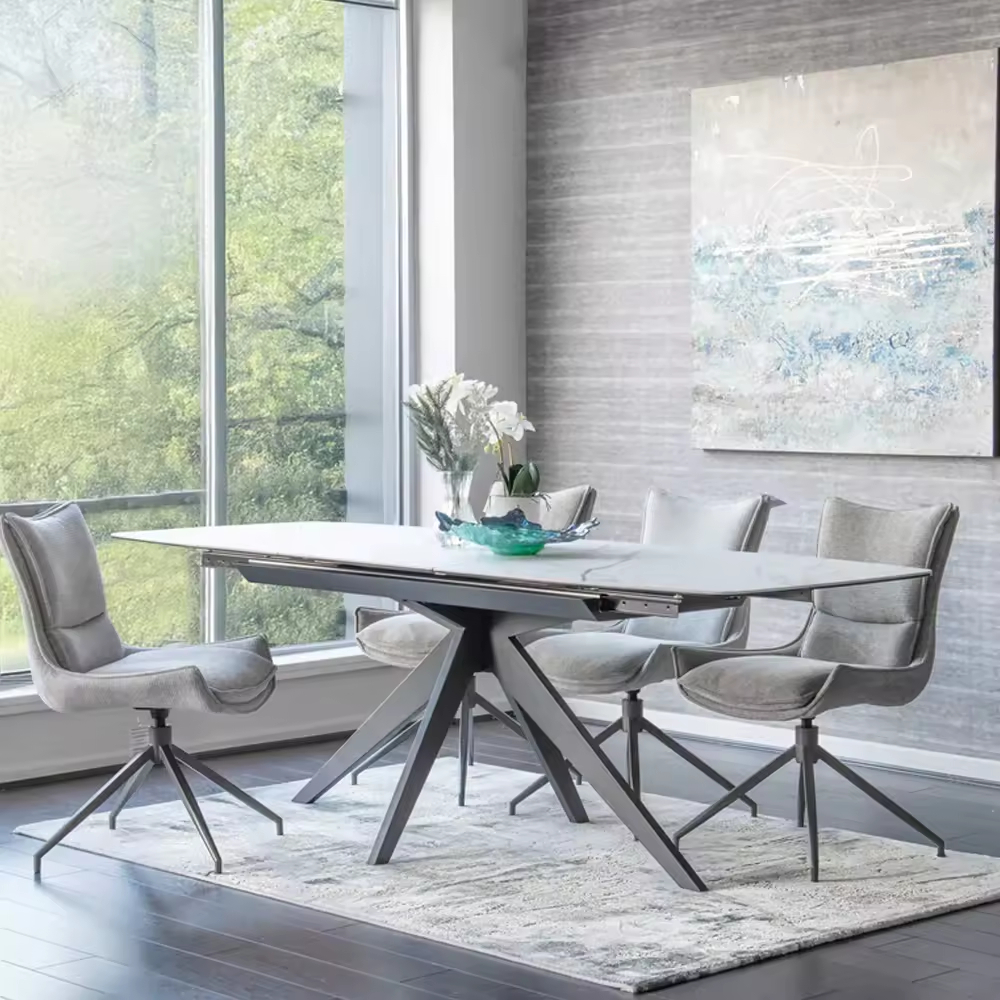 Modern Rock Plate Retractable Dining Table for Kitchen Living Room Hotel Apartment Restaurant