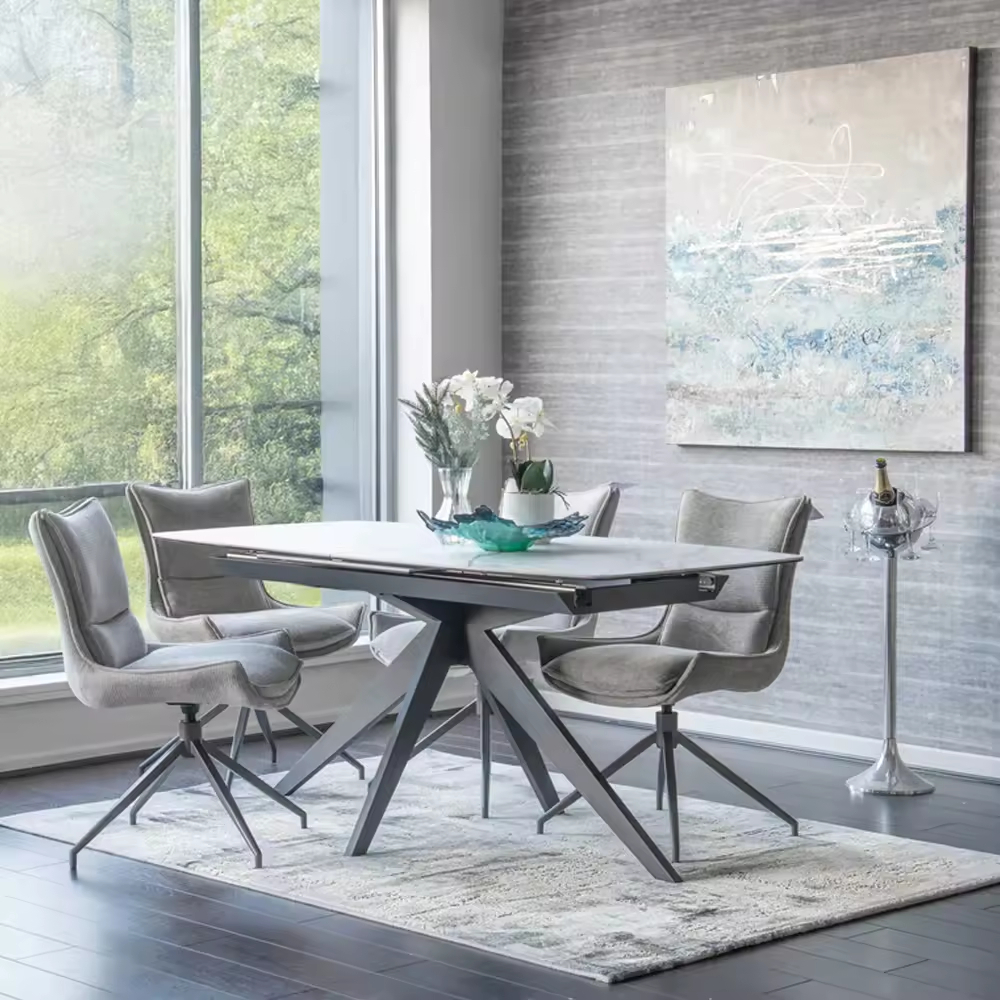 Modern Rock Plate Retractable Dining Table for Kitchen Living Room Hotel Apartment Restaurant