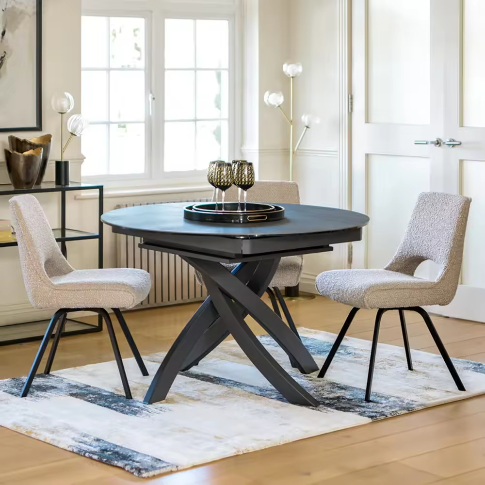 Modern Sintered Stone Marble Top Extendable Dining Table