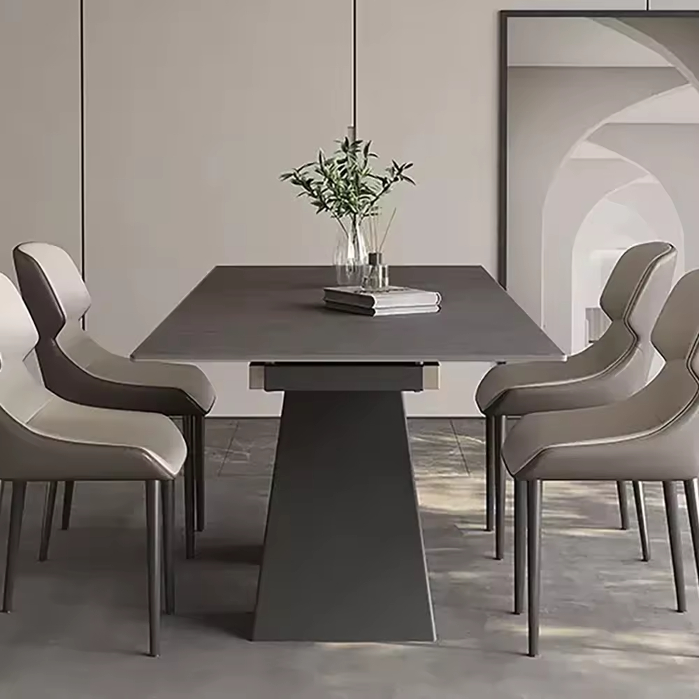 Lightweight Custom Rock Slab Countertop Extended Dining Table Set