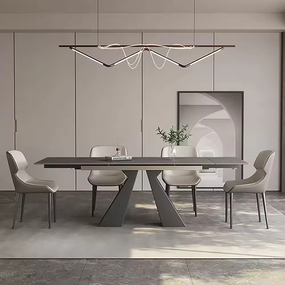 Lightweight Custom Rock Slab Countertop Extended Dining Table Set