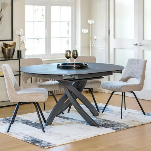 Modern Sintered Stone Marble Top Extendable Dining Table