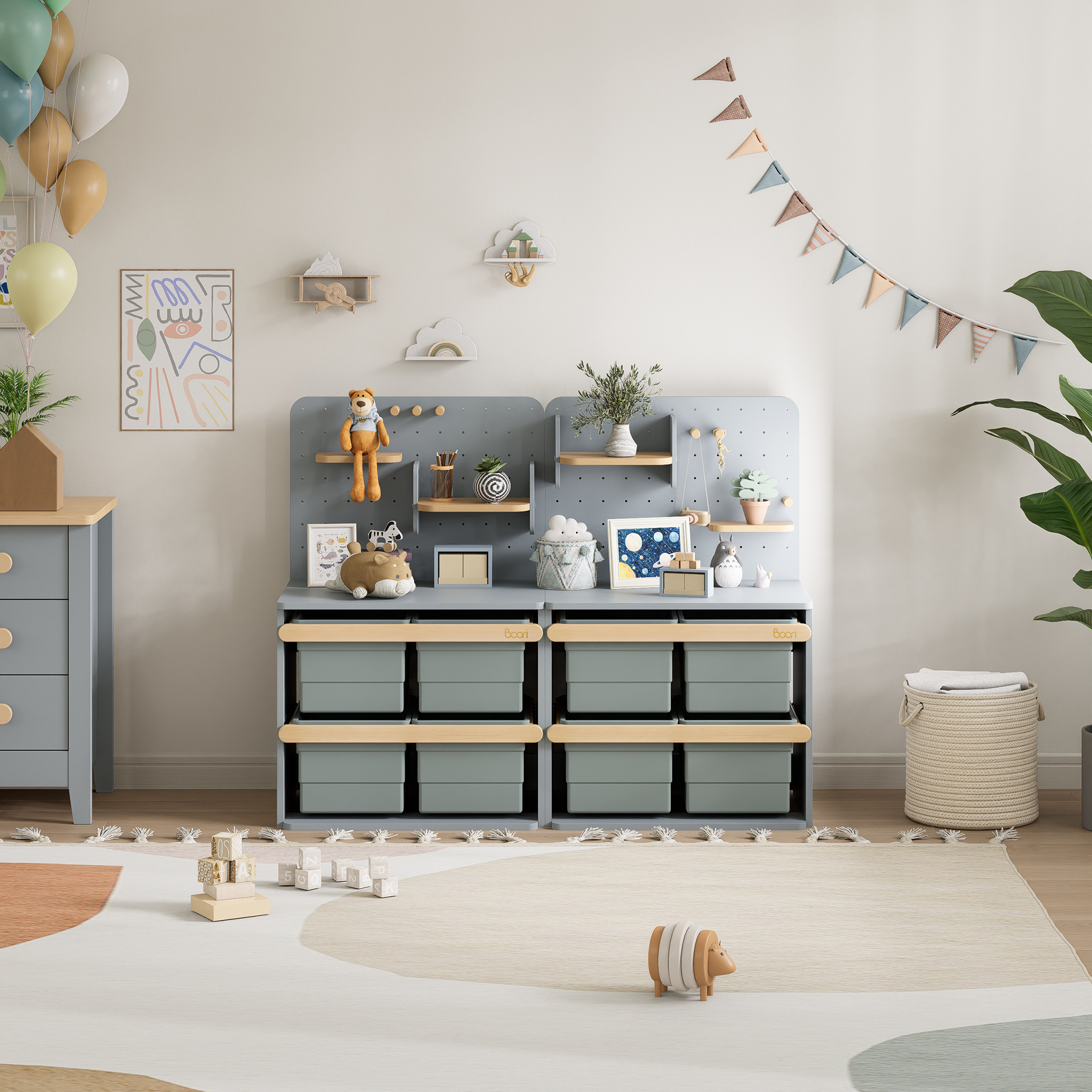 Boori AccessoriesToy Cabinet Pegboard Bookshelf