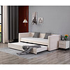 Huayang Custom Bedroom Furniture Sliding Flat Plate LED Beige Velvet Soft Bed