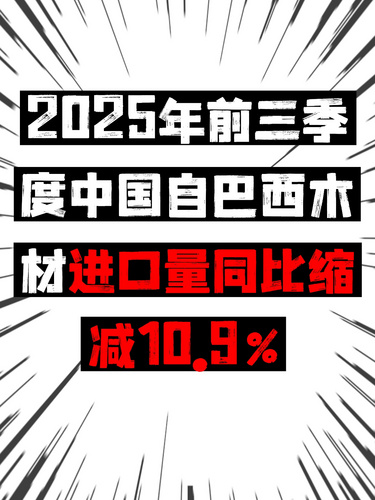 2025年前三季度中国自巴西木材进口量同比缩减10.9%